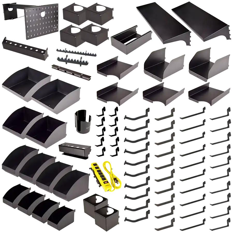 Mobile Bench, Stand & Center Accessories; Accessory Type: 85-Piece Accessory Kit ; For Use With: Gridlok Metal Pegboard and Flextur Workbenches ; Material: Steel
