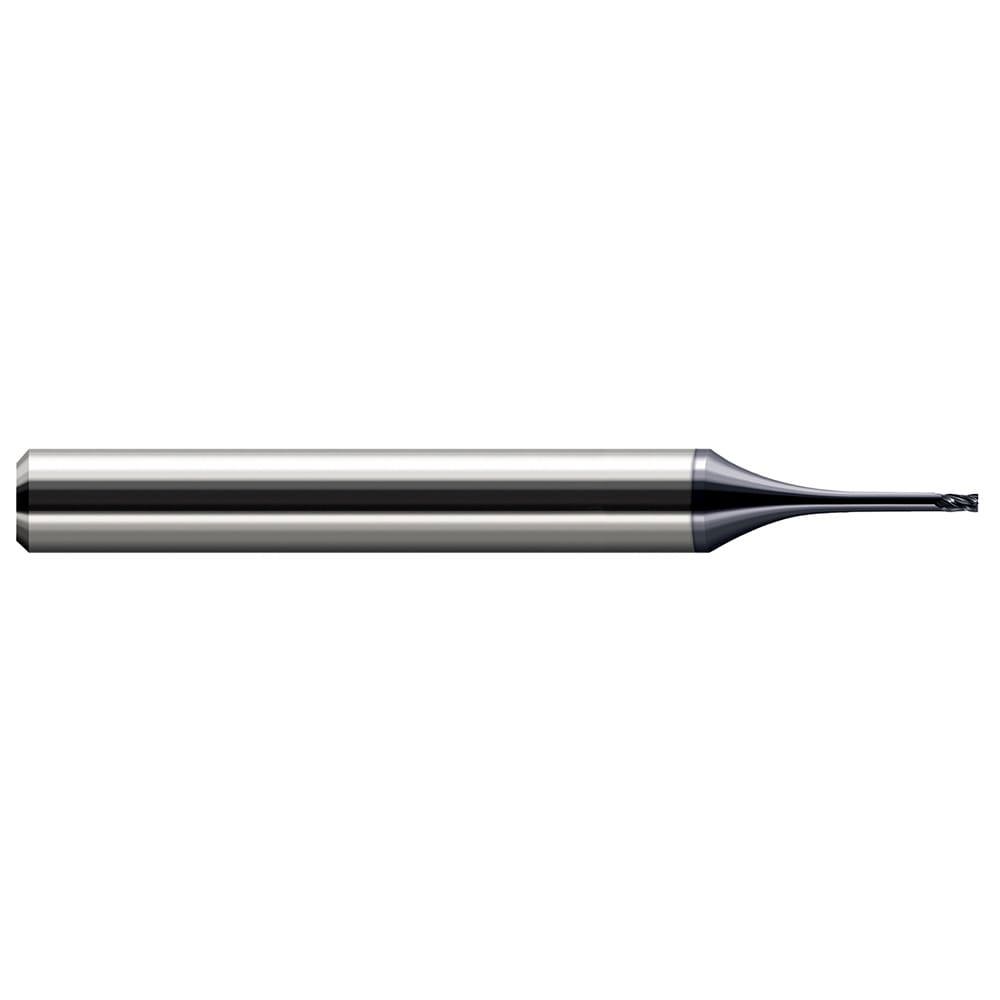 Square End Mill: 0.014'' Dia, 0.023'' LOC, 0.1575'' Shank Dia, 1.575'' OAL, 4 Flutes, Solid Carbide
