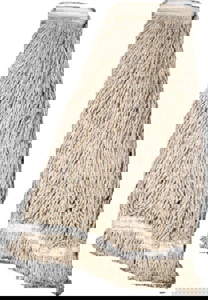 Wet Mop Cut: Clamp Jaw, Large, White Mop, Blended Fiber