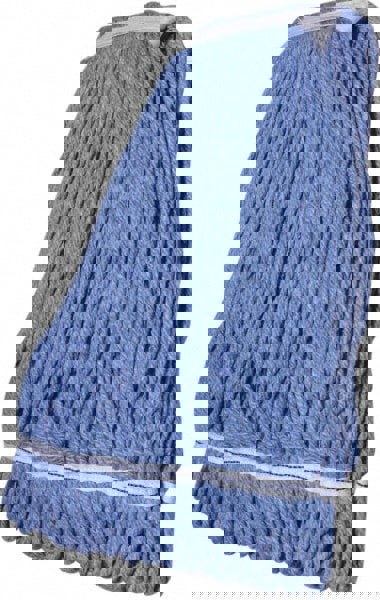 Wet Mop Loop: Clamp Jaw, Medium, Blue Mop, Blended Fiber