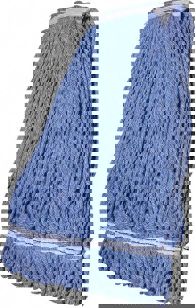 Wet Mop Loop: Clamp Jaw, Large, Blue Mop, Blended Fiber