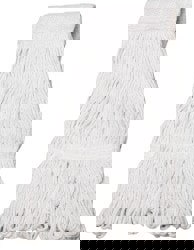 MOP HEAD, WET, LOOPED-END, ANTI-MICROBIAL, 16 OZ., WHITE