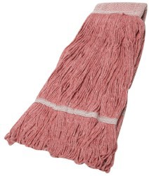 MOP HEAD, WET, LOOPED-END, ANTI-MICROBIAL, 24 OZ., RED
