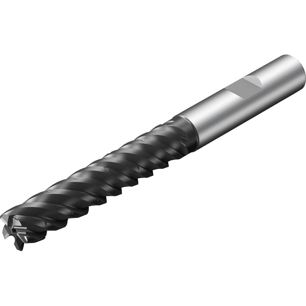 Corner Radius End Mill: 12 mm Dia, 60 mm LOC, 1 mm Radius, 5 Flutes, Solid Carbide
