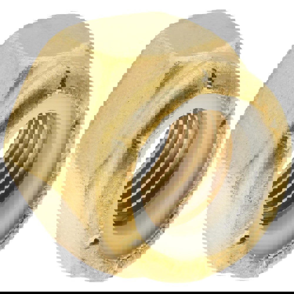 Hex Lock Nut: Insert, Nylon Insert, 3/8-16, Brass, Uncoated