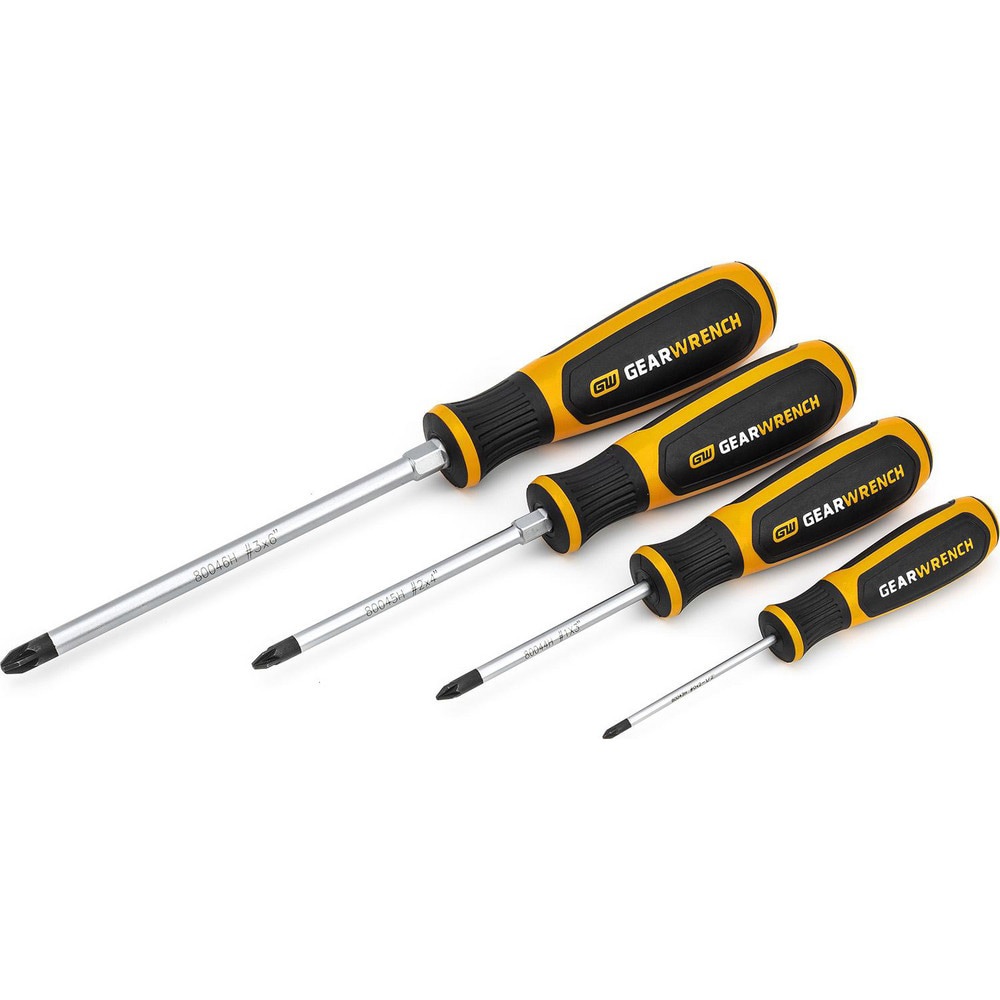 Screwdriver Sets; Screwdriver Types Included: Phillips ; Container Type: Tray ; Tether Style: Not Tether Capable ; Finish: Black Oxide ; Number Of Pieces: 4 ; Insulated: No