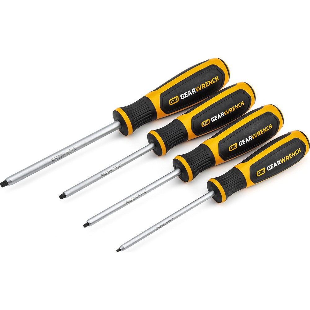 Screwdriver Sets; Screwdriver Types Included: Square ; Container Type: Tray ; Tether Style: Not Tether Capable ; Finish: Black Oxide ; Number Of Pieces: 4 ; Insulated: No