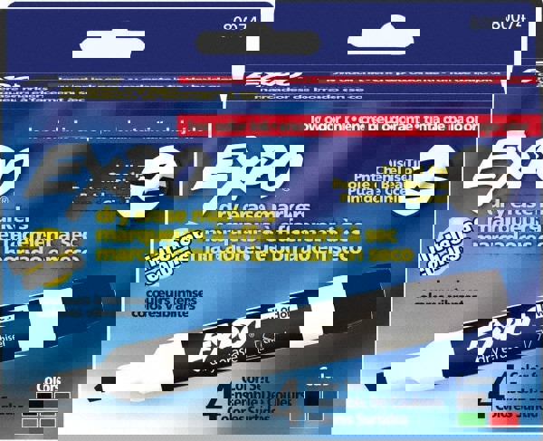 Pack of 4 Low Odor Chisel Tip Dry Erase Markers, Black, Blue, Green & Red