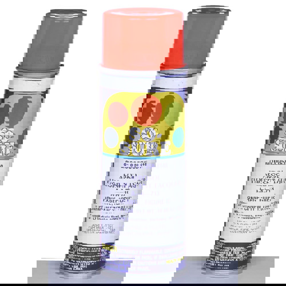 Lacquer Spray Paint: Orange, Fluorescent, 16 oz