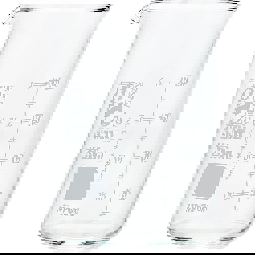Griffin Style Graduated Beaker: 250.000 mL, Glass, 25 mL Graduation