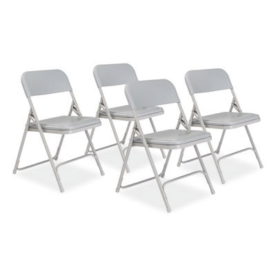 Folding Chairs; Pad Type: Contoured; Armless; Molded Resin ; Material: Steel; Molded Resin ; Width (Inch): 19 ; Depth (Inch): 20.75 ; Seat Color: Gray ; Overall Height: 29.75