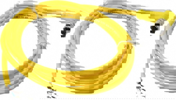 4 Amp, M12 Female 90&deg; to Pigtail Cordset Sensor and Receptacle