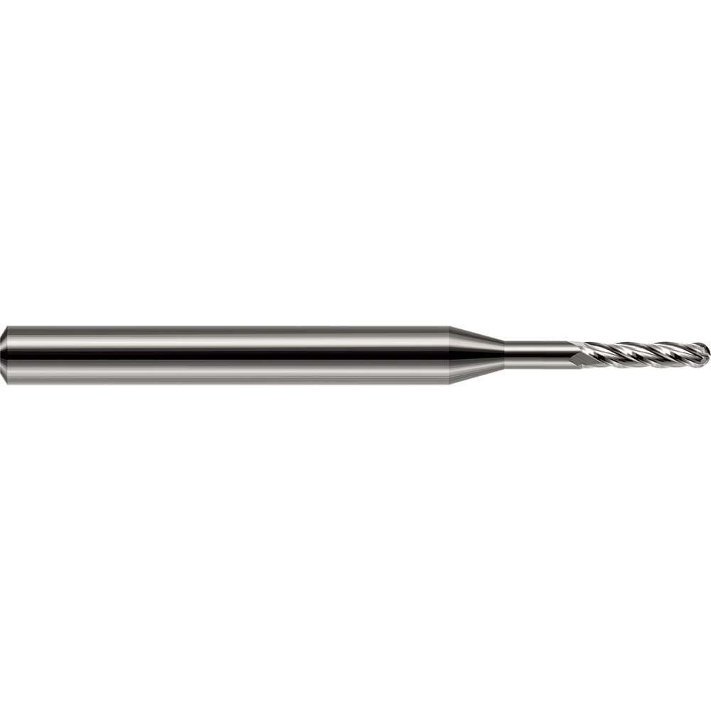 Ball End Mills; Mill Diameter (Decimal Inch): 0.0200in ; Number Of Flutes: 4 ; End Mill Material: Solid Carbide ; Shank Diameter (Inch): 1/8in ; Shank Diameter (Decimal Inch): 0.1250 ; Overall Length (Decimal Inch): 1.5000in