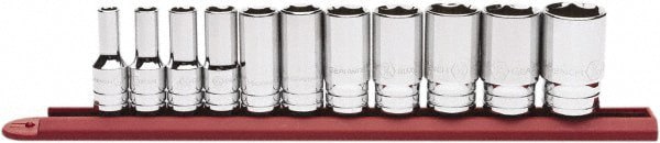 Semi-Deep Socket Set: 11 Pc, 1/4 to 7/8