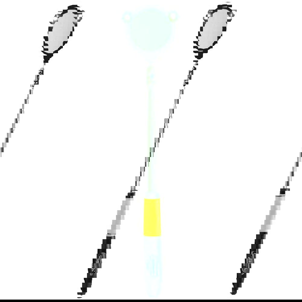 Telescoping Inspection Mirror: Round, Glass Mirror, Vinyl Handle