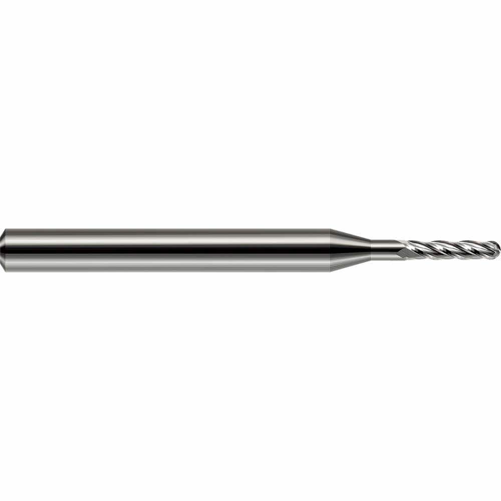 Ball End Mills; Mill Diameter (Inch): 1/32in ; Mill Diameter (Decimal Inch): 0.0310in ; Number Of Flutes: 4 ; End Mill Material: Solid Carbide ; Length of Cut (Inch): 3/32 ; Shank Diameter (Inch): 1/8in