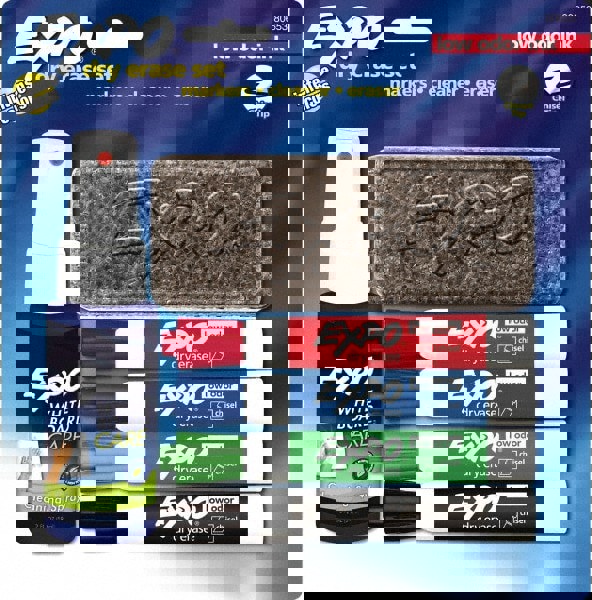 Red, Blue, Green & Black Low Odor Chisel Tip Dry Erase Markers Starter Set