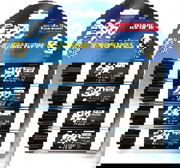 Pack of (4) Black Low Odor Chisel Tip 4 Pack Dry Erase Markers