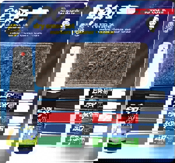 Red, Blue, Green & 2 Black Low Odor Fine Tip 5 Pack Dry Erase Markers