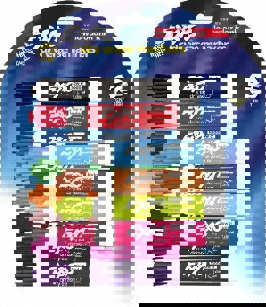 Pack of 12 Low Odor Chisel Tip Dry Erase Markers, Aqua, Black, Blue, Brown, Green, Lime, Orange, Pink, Plum, Pumpkin, Purple & Red