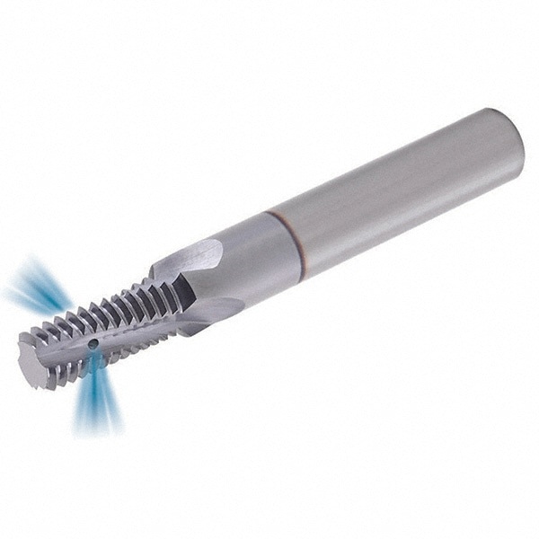 Helical Flute Thread Mill: M16x1.5, Internal, 4 Flute, 14.00 mm Shank Dia, Solid Carbide