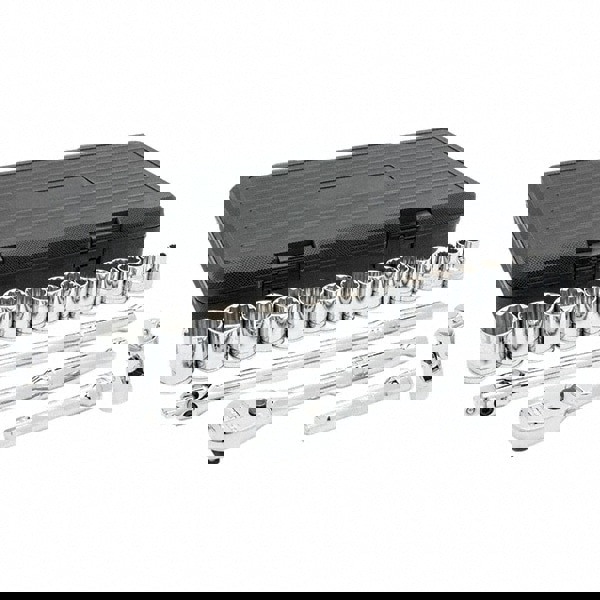 Standard Socket Set: 19 Pc, 1/2