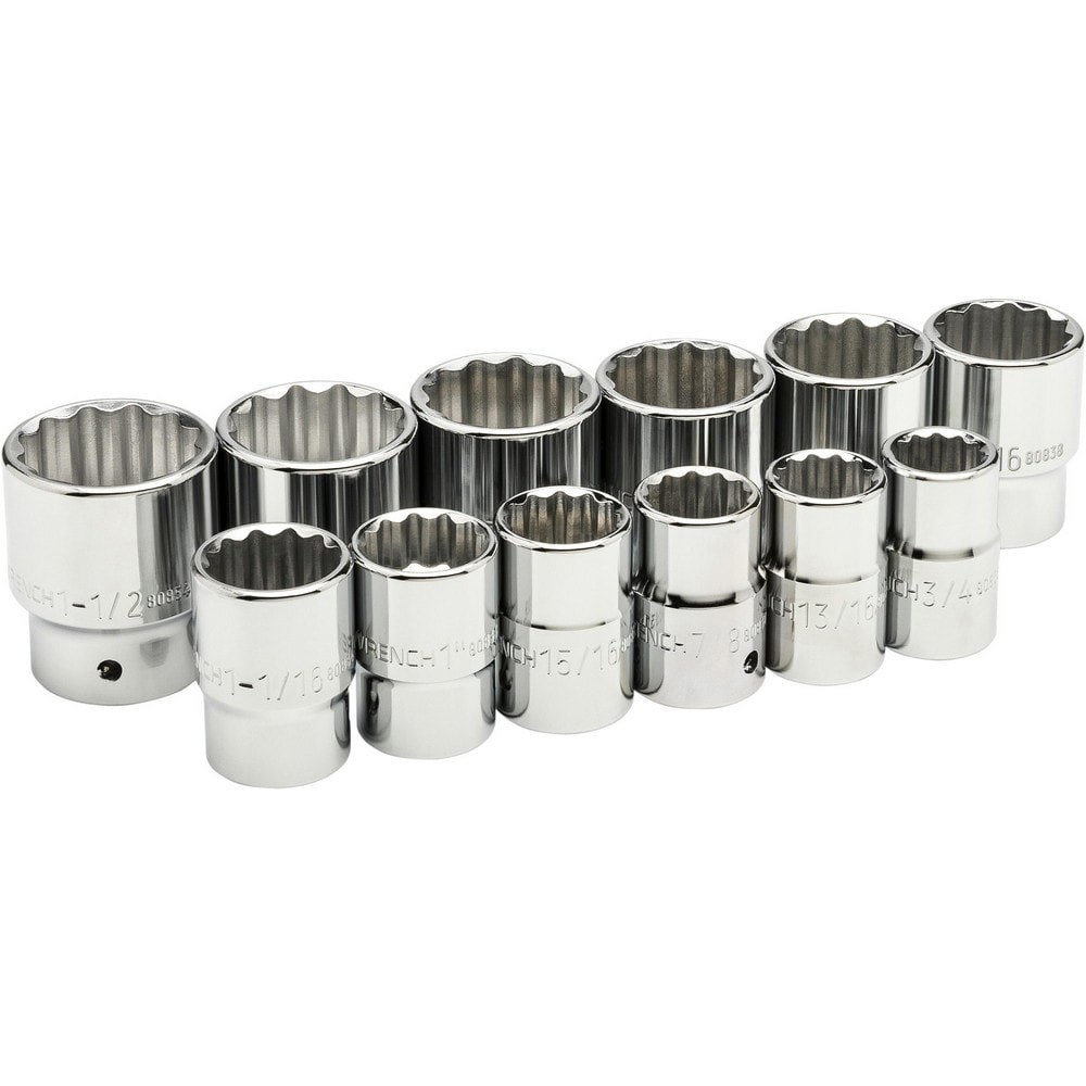 Socket Sets; Set Type: Socket Set ; Drive Size: 3/4 ; Minimum Size (Inch): 3/4 ; Maximum Size (Inch): 1-1/2 ; Tool Type: Socket Set ; Material: Alloy Steel