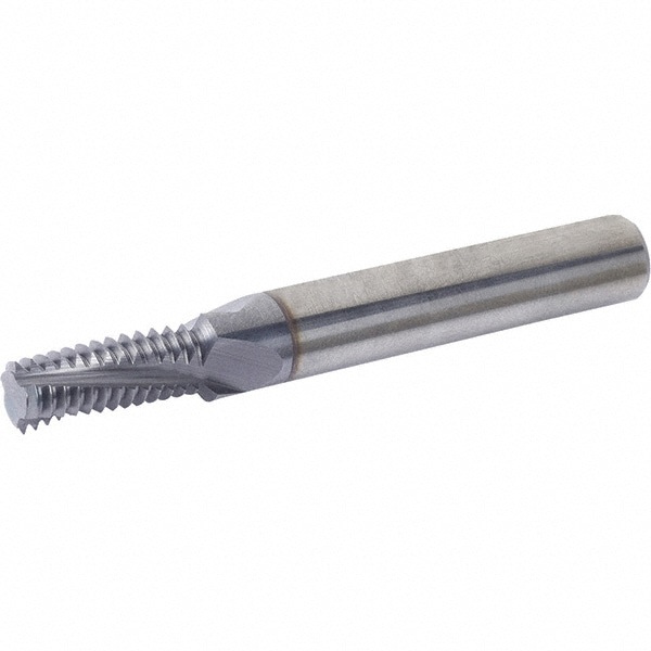 Helical Flute Thread Mill: 1/4-18, Internal/External, 4 Flute, 10.00 mm Shank Dia, Solid Carbide