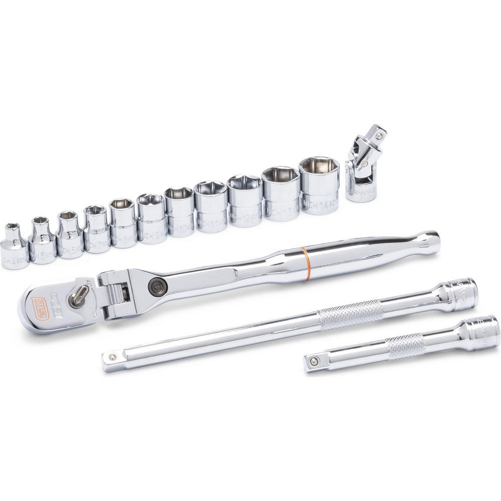 Ratchet & Socket Set Socket Set: 15 Pc,