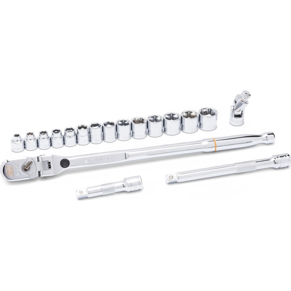 Ratchet & Socket Set Socket Set: 18 Pc,