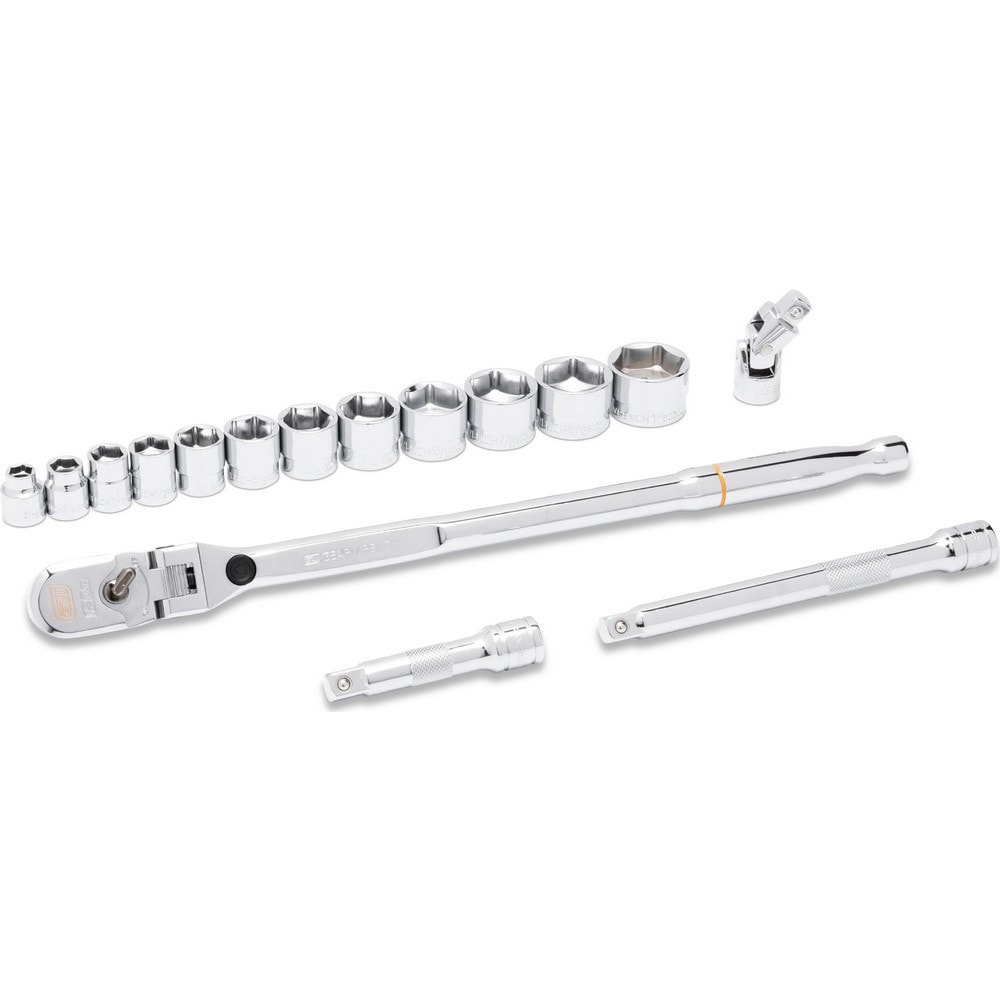 Ratchet & Socket Set Socket Set: 16 Pc,