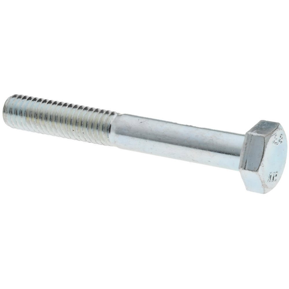Hex Head Cap Screw: M6x1, 45.00 mm Length Under Head, Grade 8.8 Steel, Zinc Finish