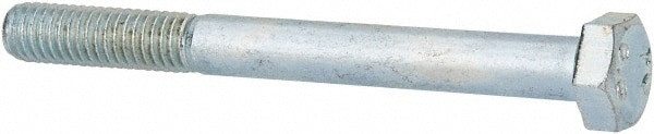 Hex Head Cap Screw: M6x1, 60.00 mm Length Under Head, Grade 8.8 Steel, Zinc Finish