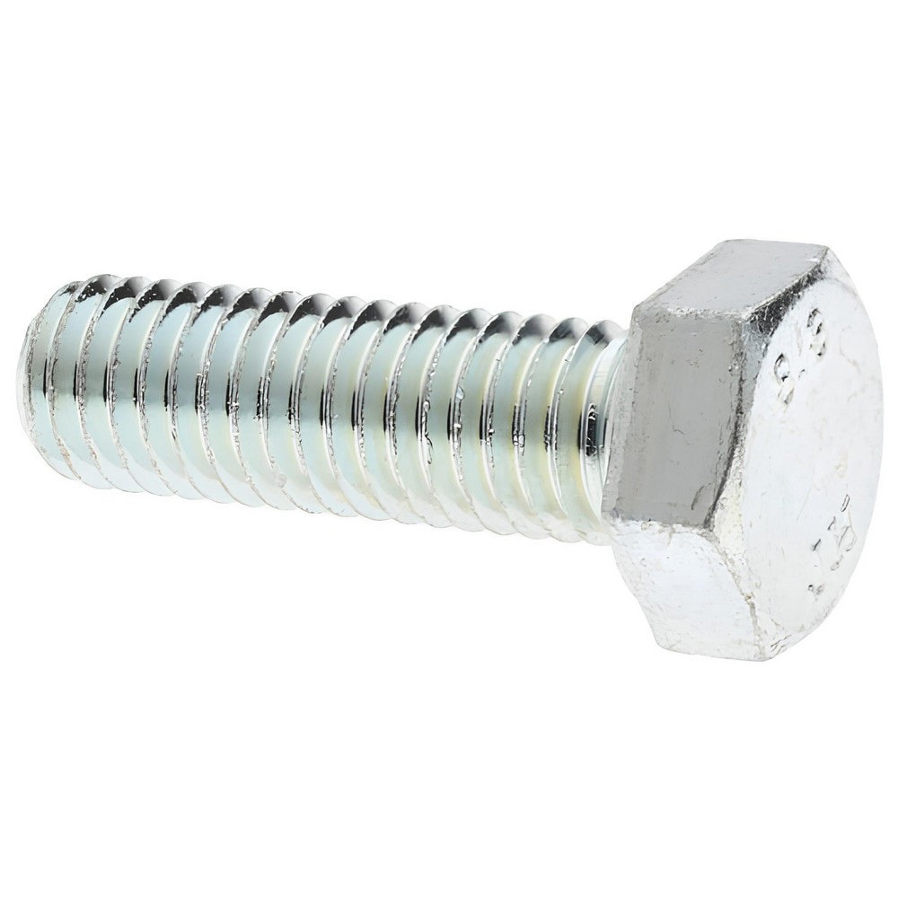 Hex Head Cap Screw: M8x1.25, 25.00 mm Length Under Head, Grade 8.8 Steel, Zinc Finish