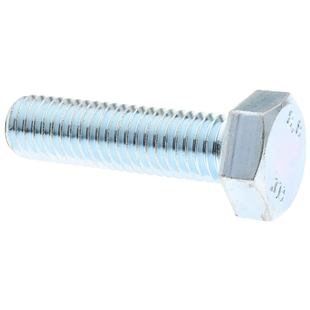 Hex Head Cap Screw: M8x1.25, 30.00 mm Length Under Head, Grade 8.8 Steel, Zinc Finish