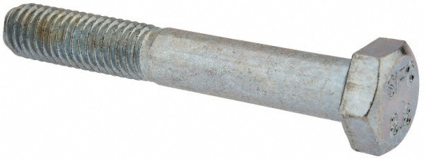 Hex Head Cap Screw: M8x1.25, 55.00 mm Length Under Head, Grade 8.8 Steel, Zinc Finish
