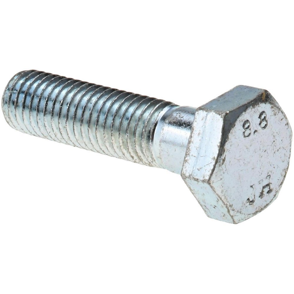 Hex Head Cap Screw: M10x1.5, 40.00 mm Length Under Head, Grade 8.8 Steel, Zinc Finish