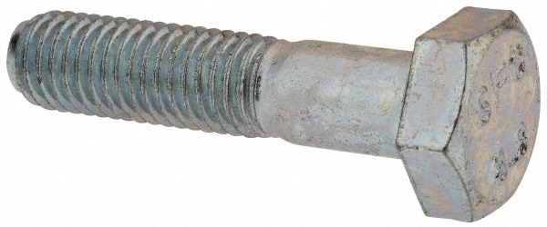 Hex Head Cap Screw: M10x1.5, 45.00 mm Length Under Head, Grade 8.8 Steel, Zinc Finish