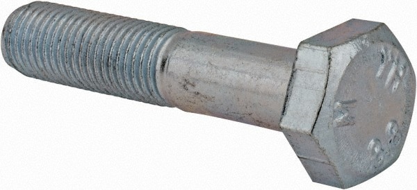 Hex Head Cap Screw: M10x1.25, 50.00 mm Length Under Head, Grade 8.8 Steel, Zinc Finish