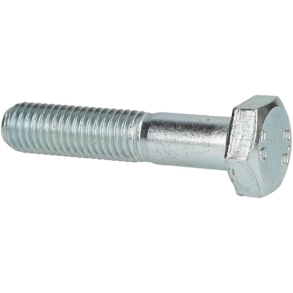 Hex Head Cap Screw: M10x1.5, 50.00 mm Length Under Head, Grade 8.8 Steel, Zinc Finish