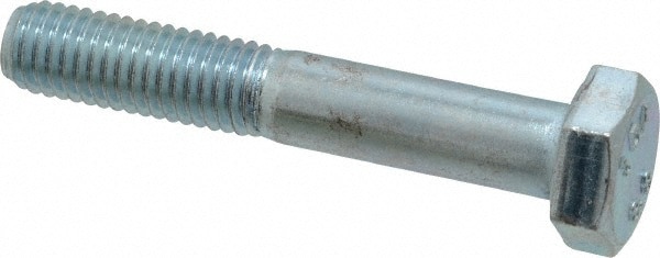 Hex Head Cap Screw: M10x1.5, 60.00 mm Length Under Head, Grade 8.8 Steel, Zinc Finish