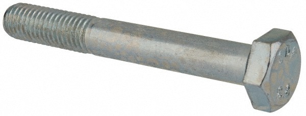 Hex Head Cap Screw: M10x1.5, 75.00 mm Length Under Head, Grade 8.8 Steel, Zinc Finish