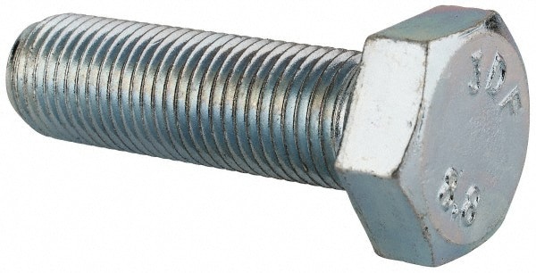 Hex Head Cap Screw: M12x1.25, 40.00 mm Length Under Head, Grade 8.8 Steel, Zinc Finish
