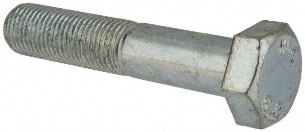 Hex Head Cap Screw: M12x1.25, 60.00 mm Length Under Head, Grade 8.8 Steel, Zinc Finish