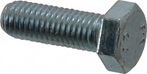 Hex Head Cap Screw: M12x1.75, 35.00 mm Length Under Head, Grade 8.8 Steel, Zinc Finish