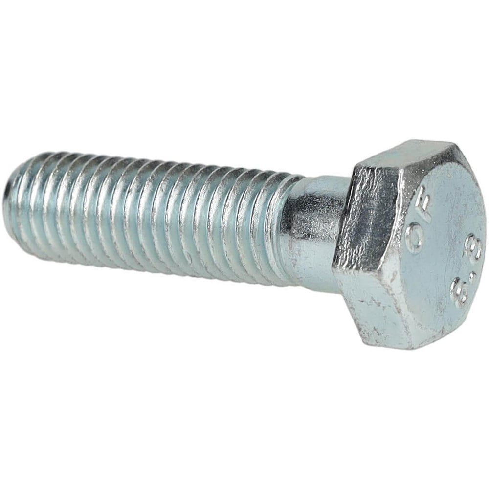 Hex Head Cap Screw: M12x1.75, 45.00 mm Length Under Head, Grade 8.8 Steel, Zinc Finish