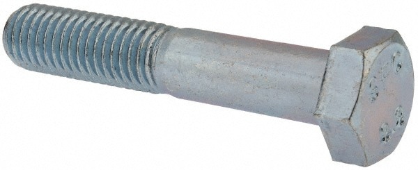 Hex Head Cap Screw: M12x1.75, 65.00 mm Length Under Head, Grade 8.8 Steel, Zinc Finish