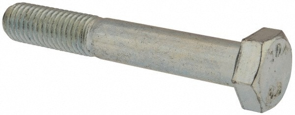 Hex Head Cap Screw: M12x1.75, 80.00 mm Length Under Head, Grade 8.8 Steel, Zinc Finish