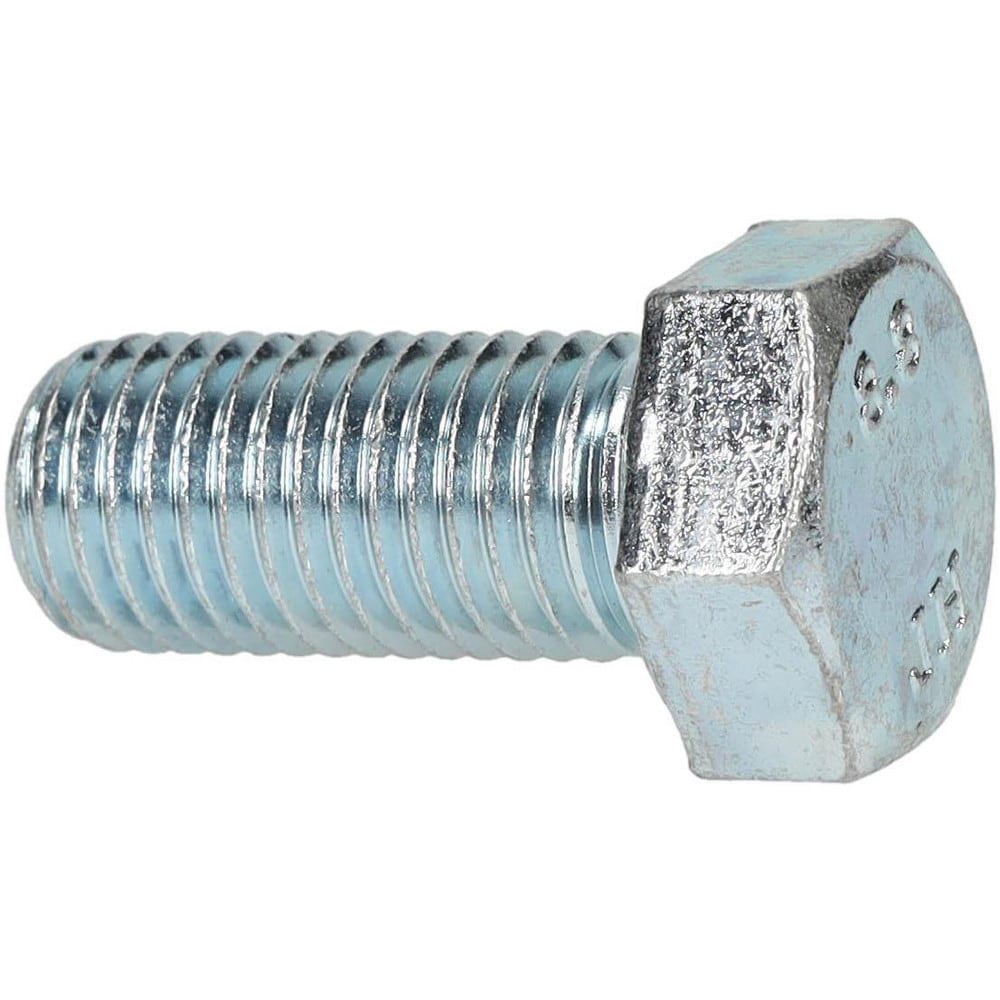 Hex Head Cap Screw: M16x2, 35.00 mm Length Under Head, Grade 8.8 Steel, Zinc Finish