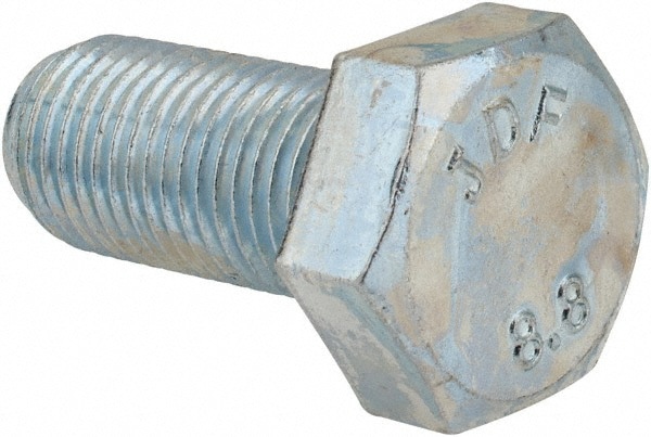 Hex Head Cap Screw: M14x1.5, 30.00 mm Length Under Head, Grade 8.8 Steel, Zinc Finish